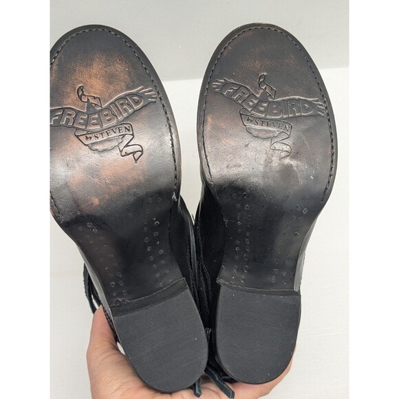 New Freebird by Steven Casey Ankle Bootie Black Leather Women's Size 7.5 Moto - Picture 7 of 10